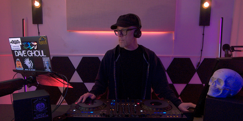 Photo of Dave Ghoul's DJ workstation. Photo of Dave Ghoul's DJ workstation.